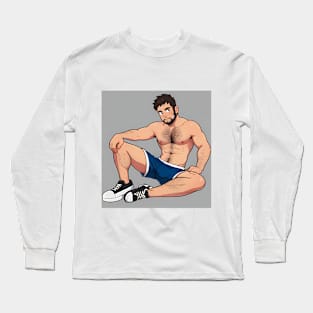 Slim toned man in shorts - Adam Long Sleeve T-Shirt